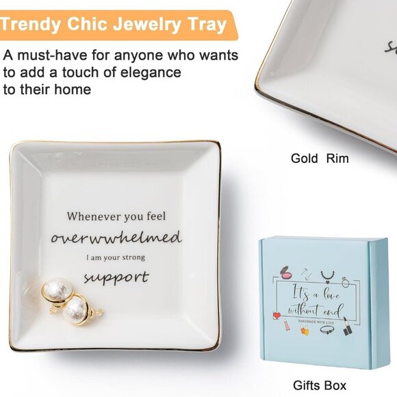 Ceramic Ring Dish Jewelry Tray for Small Trinket Tray Mom Sister Friends - Picture 4 of 8